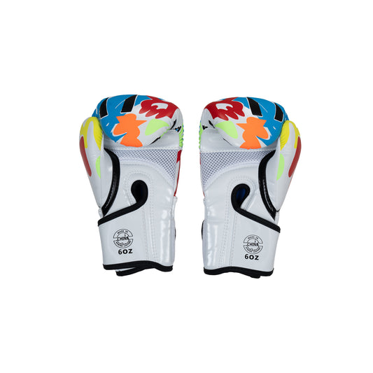 White Doodle Boxing Gloves Kids 6oz