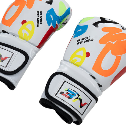 White Doodle Boxing Gloves Kids 6oz