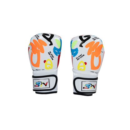 White Doodle Boxing Gloves Kids 6oz