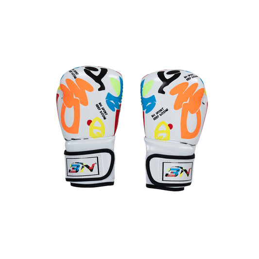 White Doodle Boxing Gloves Kids 6oz